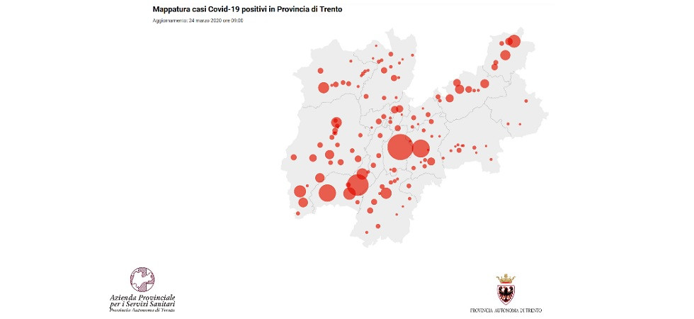 Coronavirus in Trentino, la diffusione del contagio (ecco i casi per comune)